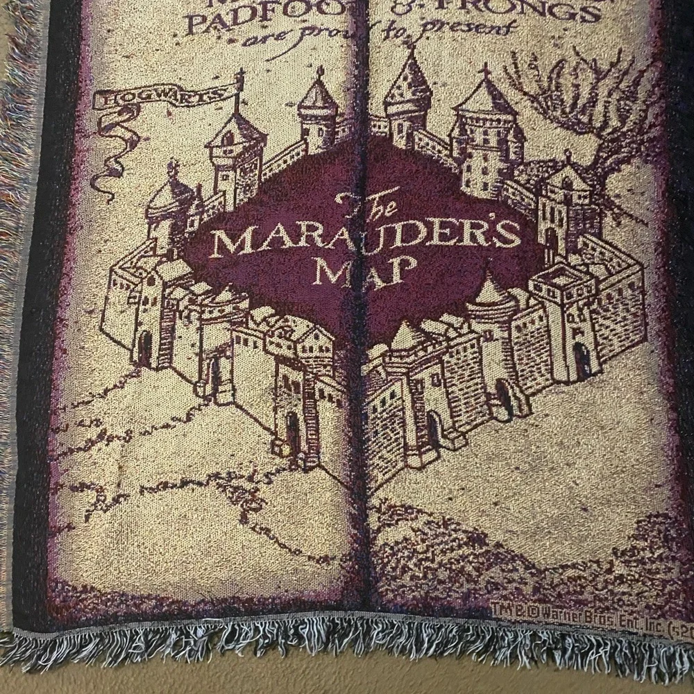 Harry Potter Marauder's Map Woven Tapestry Throw Blanket American Made 48 x 60